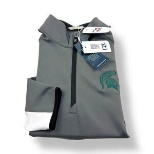 Cutter & Buck Michigan State Spartans Traverse Half Zip Pullover Grey Men XL NWT